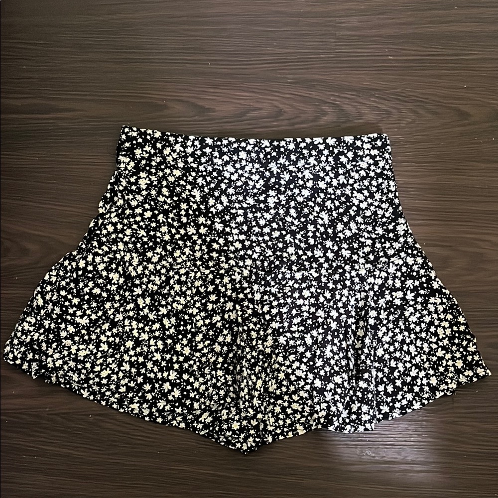 Floral Black and White Skirt
